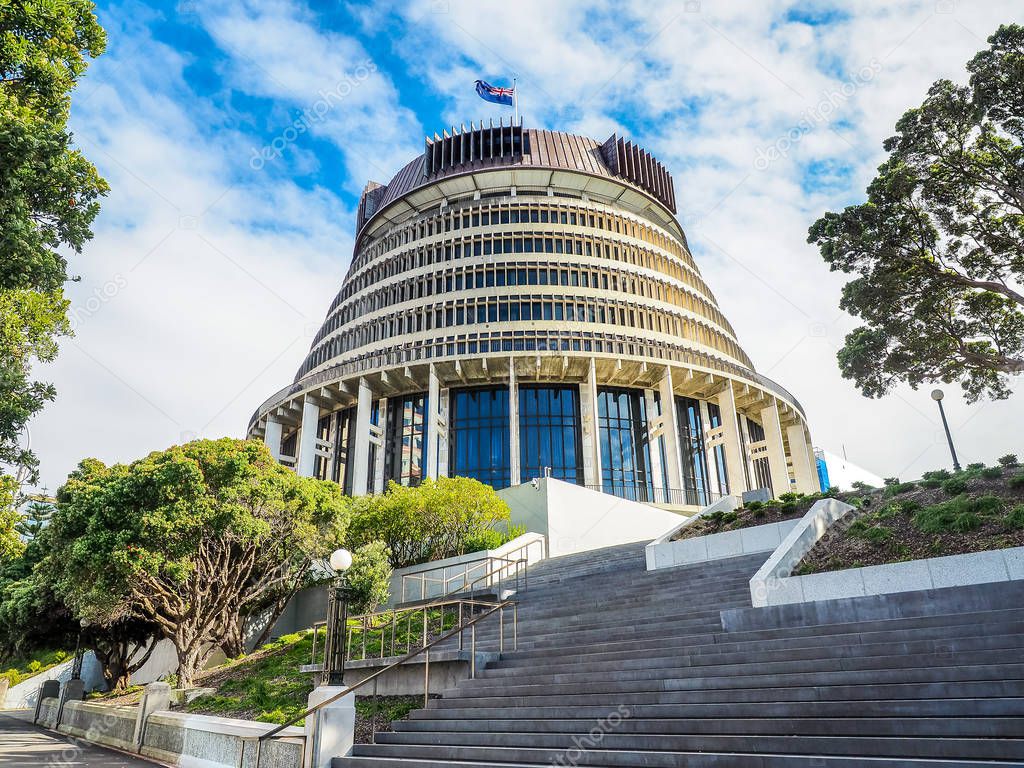 Beehive,  the Executive Wing of the New Zealand Parliament Buildings in Wellington City.
