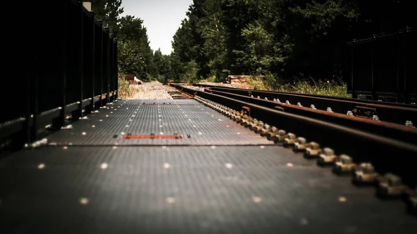 Άποψη Του Σιδηροδρομικού Σιδηροδρόμου Σιδηροτροχιές Και Σιδηροδρομικές Γραμμές — Φωτογραφία Αρχείου