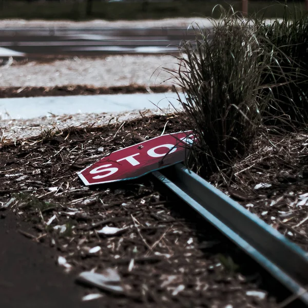 Gros Plan Panneau Rouge Blanc Sur Une Rue — Photo