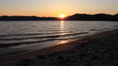 Lake Tazawako Akita Japonya dramatik günbatımı