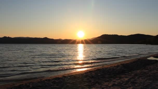 Lago Tazawako Akita Giappone Tramonto Drammatico — Video Stock