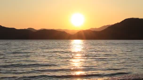 Lake Tazawako Akita Japonya Dramatik Günbatımı — Stok video