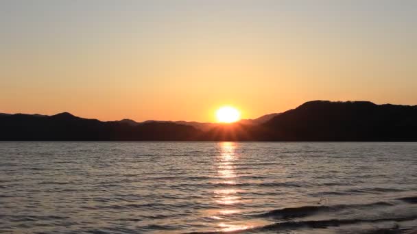 Lago Tazawako Akita Japão Pôr Sol Dramático — Vídeo de Stock