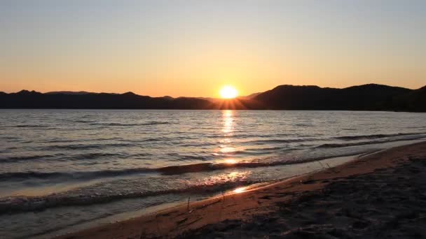 Lago Tazawako Akita Giappone Tramonto Drammatico — Video Stock