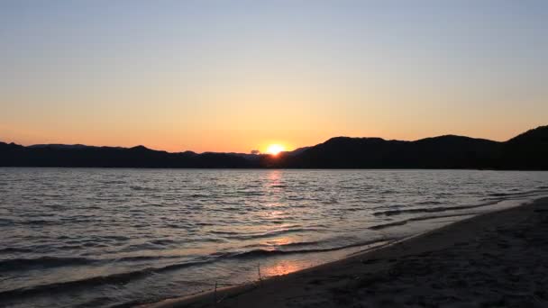 Lake Tazawako Akita Japan Dramatische Zonsondergang — Stockvideo