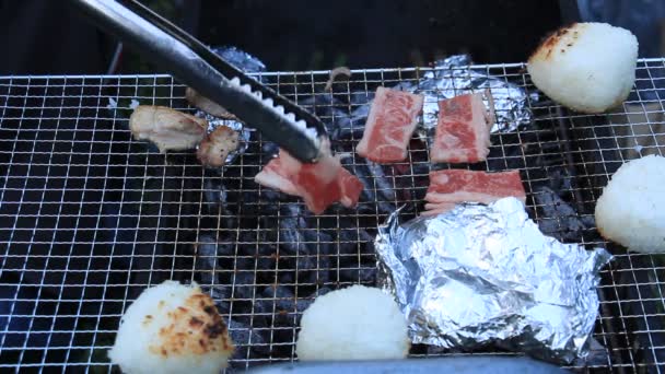 Churrasco Carvão Fumo Fogo — Vídeo de Stock