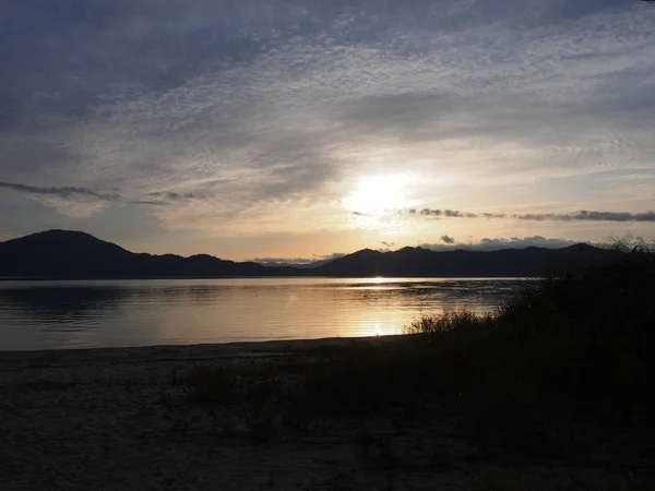 Solnedgång Japan Sjön Tazawako — Stockfoto