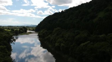 Havadan görünümü Japonya doğa nehir mavi gökyüzü manzara
