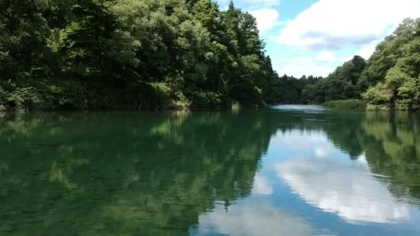 Антена Подання Японії Природи Річковий Краєвид Синє Небо — стокове відео