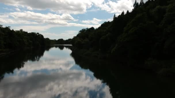 Vista Aerea Giappone Natura Fiume Blu Cielo Paesaggio — Video Stock