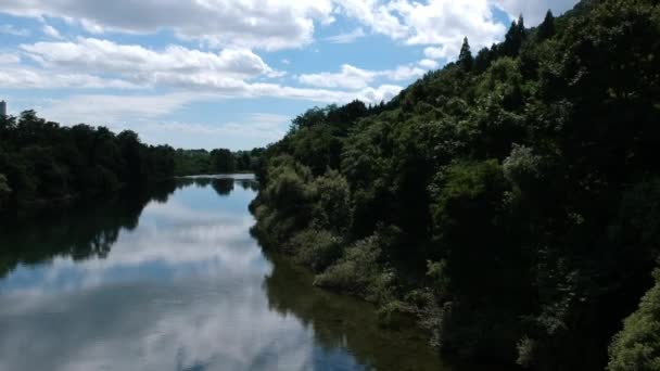 Havadan Görünümü Japonya Doğa Nehir Mavi Gökyüzü Manzara — Stok video