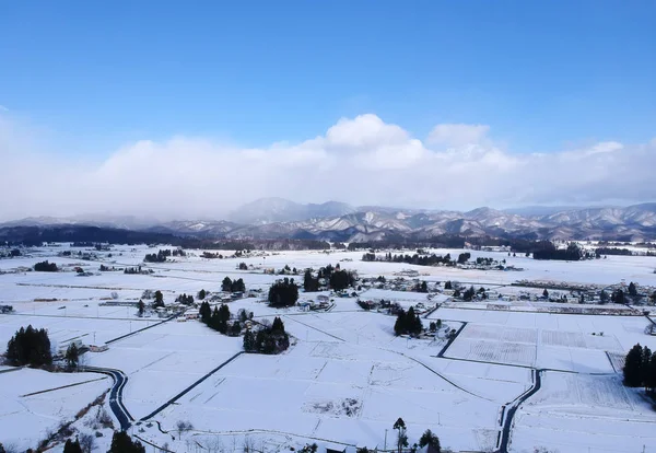 日本の冬の風景の空撮 — ストック写真