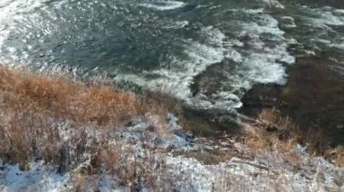 Japonya'da kış manzara havadan görünümü