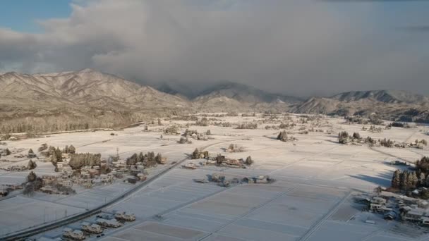 Vista Aérea Del Paisaje Invernal Japón — Vídeo de stock