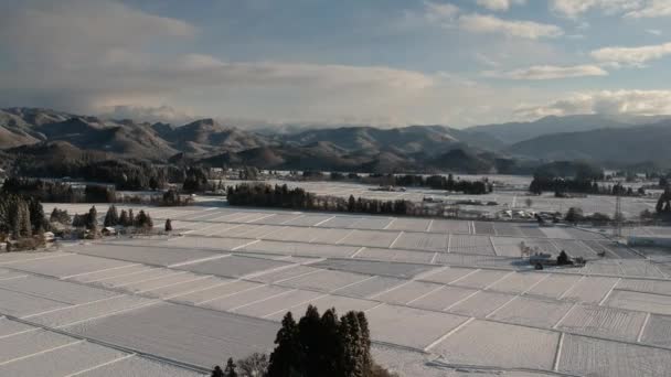 Vista Aerea Del Paesaggio Invernale Giappone — Video Stock