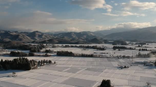 Vista Aérea Del Paisaje Invernal Japón — Vídeo de stock