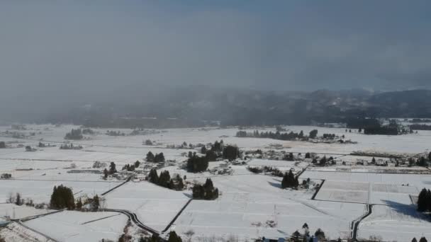 日本の冬の風景の空撮 — ストック動画