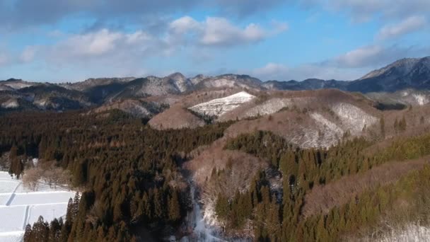 Luchtfoto Beelden Van Winterlandschap Japan — Stockvideo