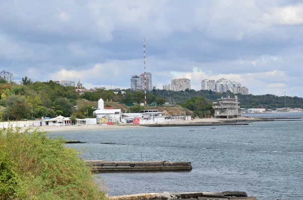 Odessa Ukraine 2018 Malerischer Blick Auf Den Strand Delphin Und — Stockfoto