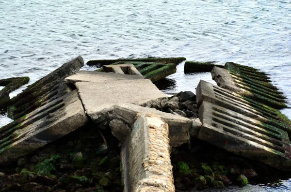 Betonplatten Meerwasser Bauen — Stockfoto