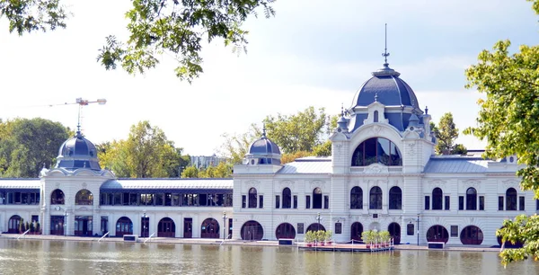 Budapeste Hungria 2019 Pavilhão Para Relaxamento Sobre Lago Parque Cidade — Fotografia de Stock