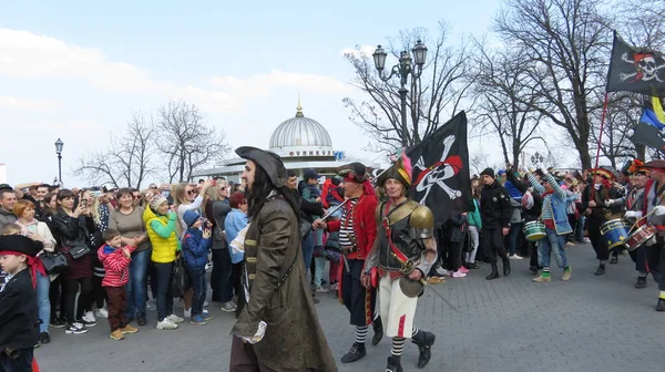 Odessa Ukraine 2019 Children Welcome Costumed Young Pirates Honor April — Stock Photo, Image