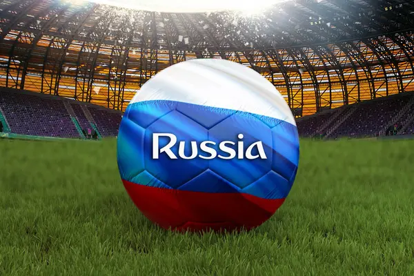 Rusland Voetbal Team Bal Grote Stadion Achtergrond Russische Team Competitie — Stockfoto