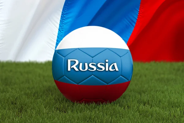 Rusko Fotbalového Týmu Míč Pozadí Velkého Stadionu Ruský Tým Soutěžní — Stock fotografie