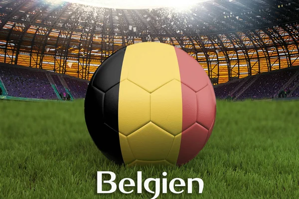 Bélgica Idioma Neerlandés Balón Del Equipo Fútbol Fondo Del Estadio —  Fotos de Stock