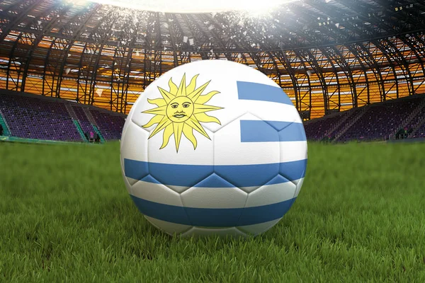 Urugwajskiej Drużyny Piłki Nożnej Tle Duży Stadion Reprezentacja Urugwaju Piłce — Zdjęcie stockowe