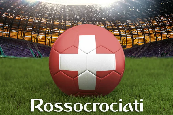 Rossocrociati Sur Langue Suisse Sur Ballon Équipe Football Sur Fond — Photo