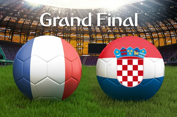 Match Final France Croatie Ballon Par Équipe Football Sur Fond — Photo