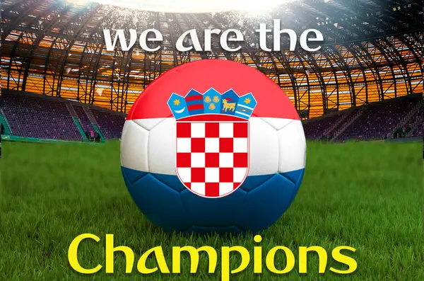 Είμαστε Championions Κροατικό Ποδόσφαιρο Ομάδα Μπάλα Μεγάλο Γήπεδο Φόντο Κροατία — Φωτογραφία Αρχείου
