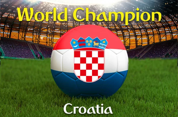Παγκόσμιος Πρωταθλητής Κροατίας Ποδοσφαίρου Ομάδα Μπάλα Μεγάλο Γήπεδο Φόντο Κροατία — Φωτογραφία Αρχείου