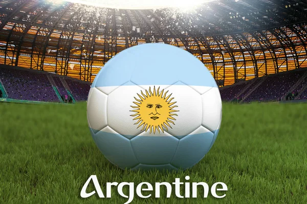 Argentijnse Een Argentijnse Taal Voetbal Team Bal Grote Stadion Achtergrond — Stockfoto