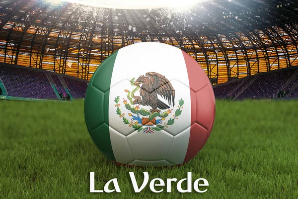 Verde Idioma México Pelota Del Equipo Fútbol Fondo Del Estadio — Foto de Stock