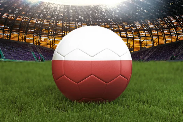 Poland Football Team Ball Big Stadium Background Poland Team Competition — Stock Photo, Image