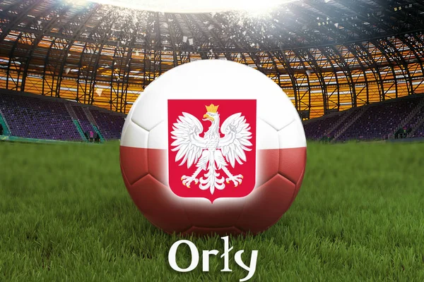 Orly Polen Taal Voetbal Team Bal Grote Stadion Achtergrond Rendering — Stockfoto