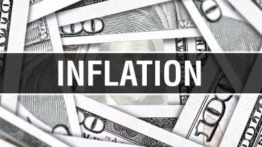 Enflasyon kavramı. Amerikan dolar nakit para, 3d render. Enflasyon doları banknot. Finansal ABD para banknot ticari para yatırım kar kavramı 