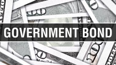 Hükümet bağ kavramı. Amerikan dolar nakit para, 3d render. Doları banknot, hükümet Bond. Finansal ABD para banknot ticari para yatırım kar kavramı 