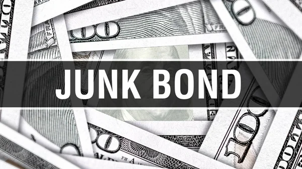 Junk Bond Closeup Concept. American Dollars Cash Money,3D rendering. Junk Bond at Dollar Banknote. Financial USA money banknote Commercial money investment profit concept