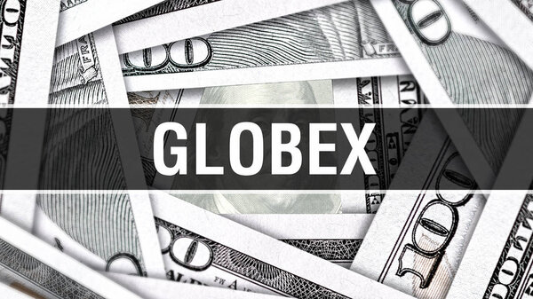 Globex Closeup Concept. American Dollars Cash Money,3D rendering. Globex at Dollar Banknote. Financial USA money banknote Commercial money investment profit concept 