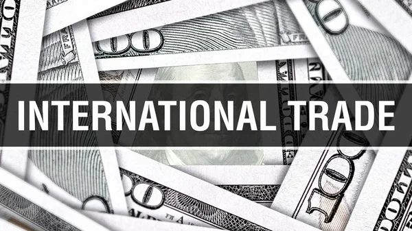 International Trade Closeup Concept. American Dollars Cash Money,3D rendering. International Trade at Dollar Banknote. Financial USA money banknote Commercial money investment profit concept