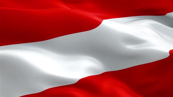 Oostenrijk Vlag Video Wuiven Wind Realistische Oostenrijkse Vlag Achtergrond Oostenrijk — Stockvideo