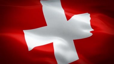 İsviçre bayrağı geçiş rüzgar video görüntüleri tam Hd. gerçekçi İsviçre bayrağı arka plan sallayarak. İsviçre bayrağı döngü Closeup 1080p Full Hd 1920 x 1080 görüntüleri. Full Hd İsviçre AB Avrupa ülke bayrakları