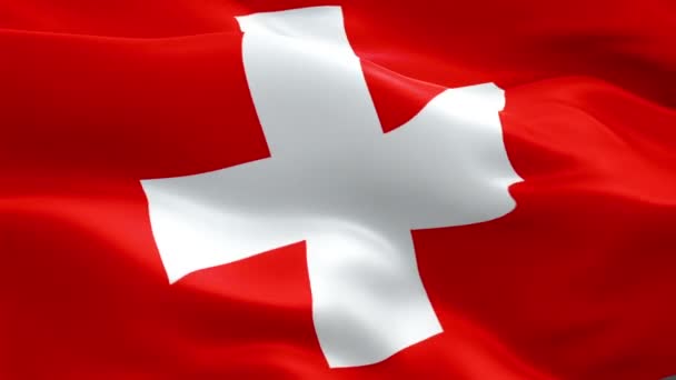 Drapeau Suisse Gros Plan 1080P Full 1920X1080 Images Vidéo Agitant — Video