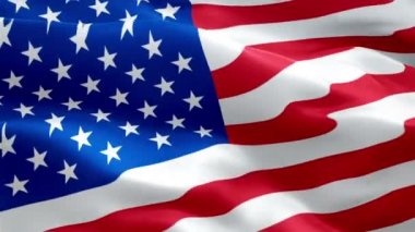 ABD bayrağı dalga döngü rüzgarda sallayarak. Gerçekçi Amerika Birleşik Devletleri bayrağı arka plan. ABD bayrağı Closeup döngü. Amerikan bayrağı sallayarak video. Amerikan bayrağı Slow Motion video döngü. Bize Amerikan ülke bayrakları