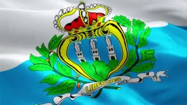 Avrupa Cumhuriyeti bayrağı Closeup 1080p Full Hd 1920 x 1080 görüntüleri video rüzgarda sallayarak. Ulusal 3d Europe Cumhuriyeti bayrağı sallayarak. San Marino sorunsuz döngü animasyon iz. Avrupa Cumhuriyeti bayrağı Hd çözünürlük 1080 p arka plan