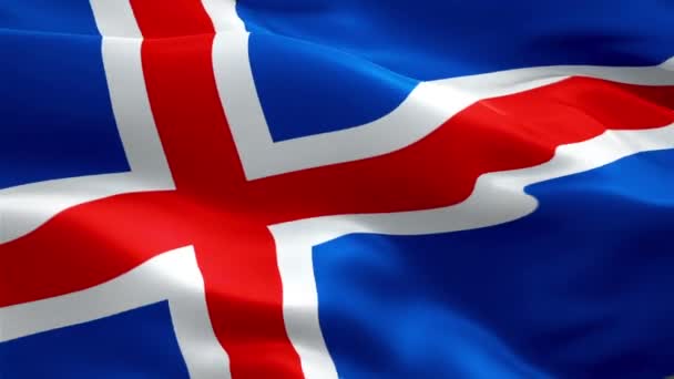 Ισλανδική Σημαία Κυματίζει Εθνική Ισλανδική Σημαία Κυματίζει Σημάδι Της Ισλανδίας — Αρχείο Βίντεο