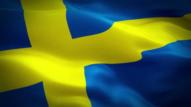 スウェーデンの国旗がクローズ アップ 1080 1920 1080 の映像ビデオを振って風に スウェーデン国旗を振ってします スウェーデンのシームレスなループ アニメーションのサイン スウェーデンの国旗 — ストック動画